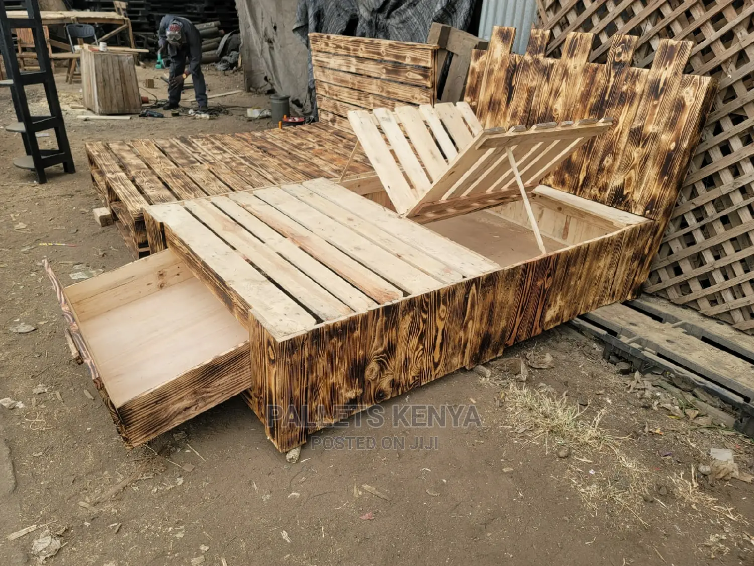Pallet Bed- With Drawers and Additional Storage.