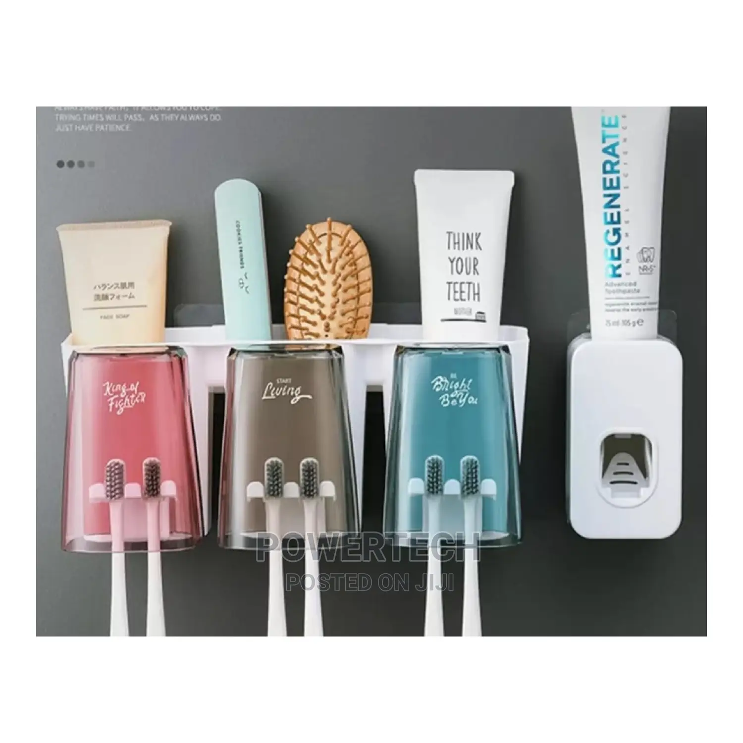 3 in 1 Toothbrush Holder,Toothpaste Dispenser With Cups