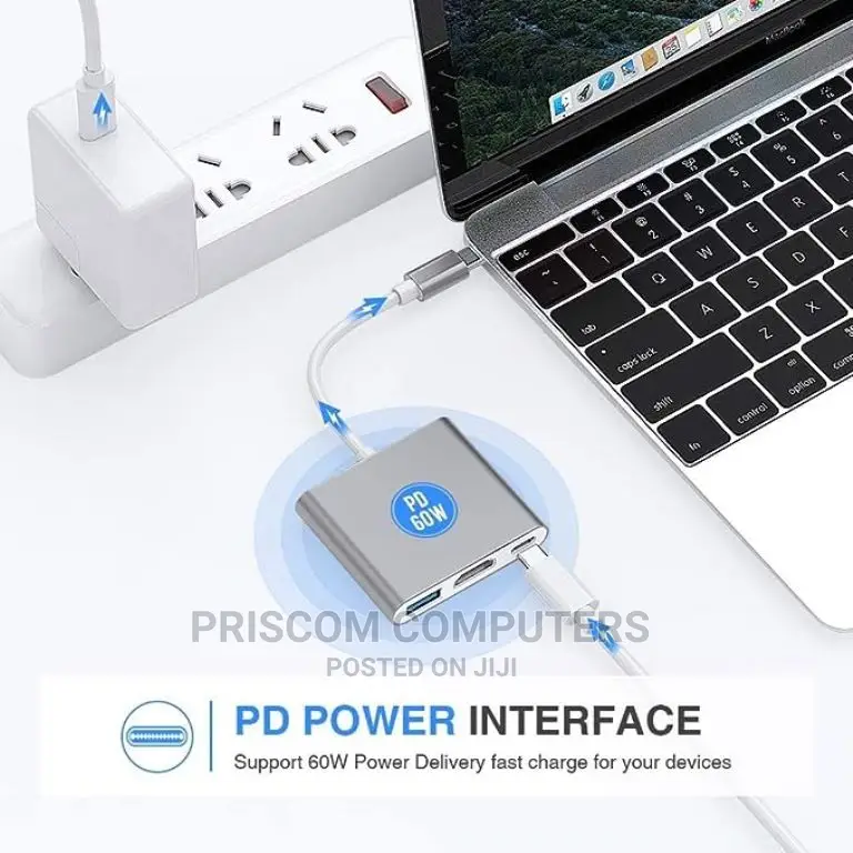 USB C to HDMI Multiport Adapter, 3-in-1 Type-C Hub Converter