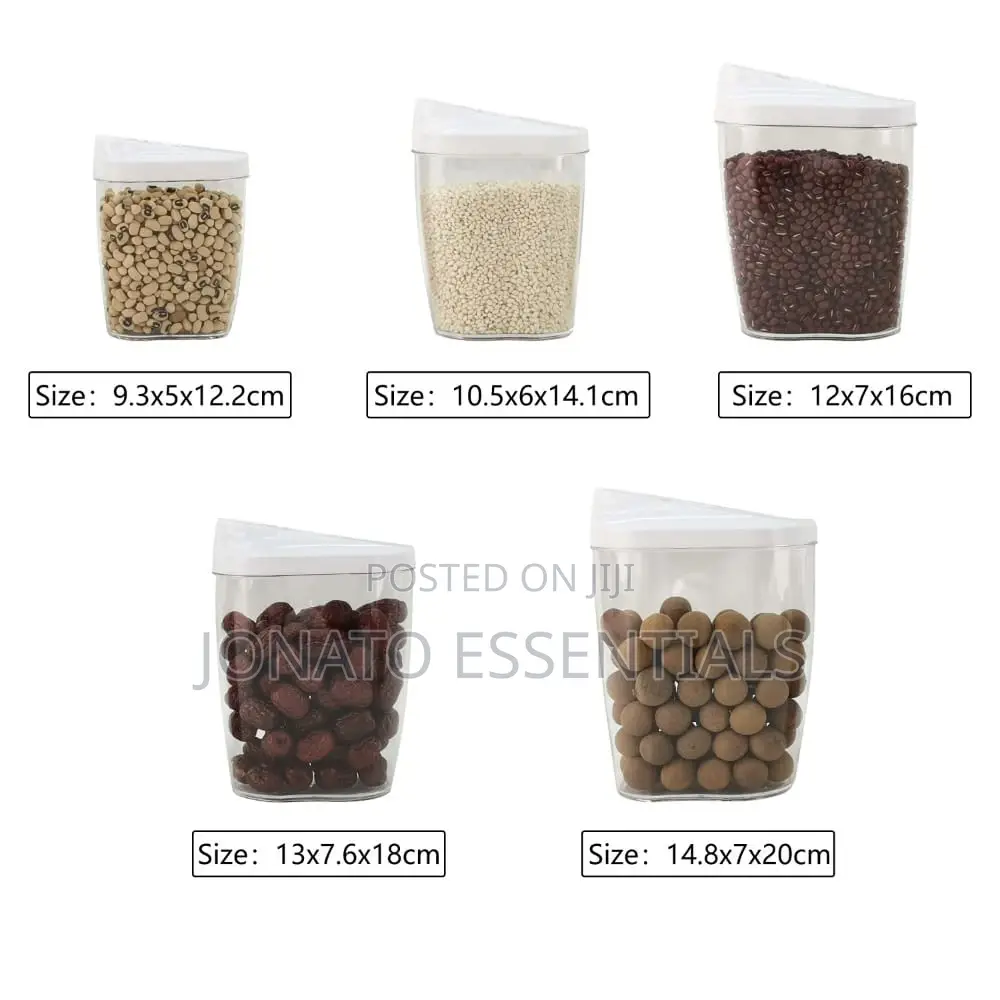 5 Piece Food Cereal Snack Container Storage Set With Lids