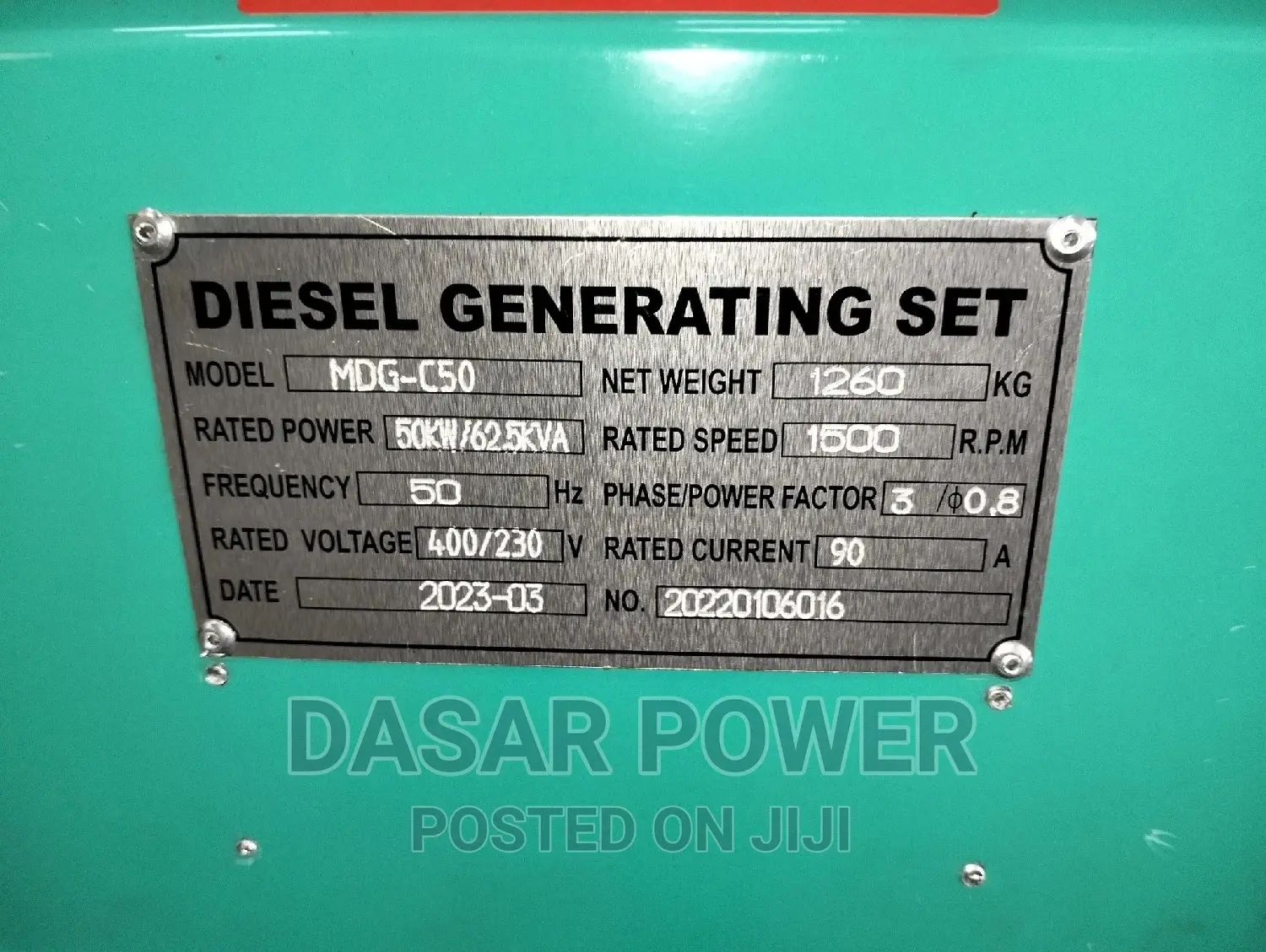 50kw/62.5kva Cummins Generator