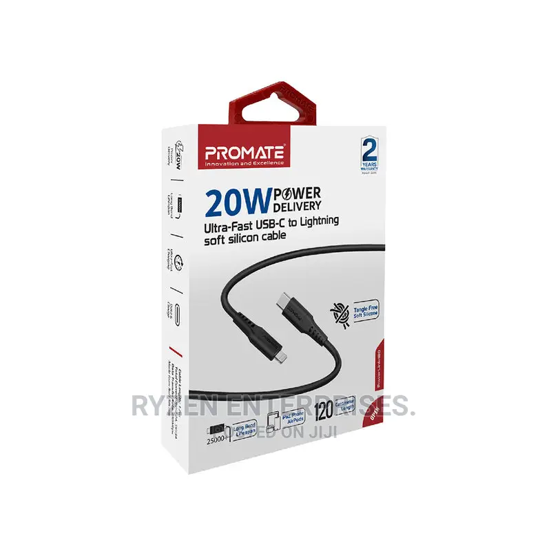 Promate 20W Power Delivery USB-C to Lightning Cable.