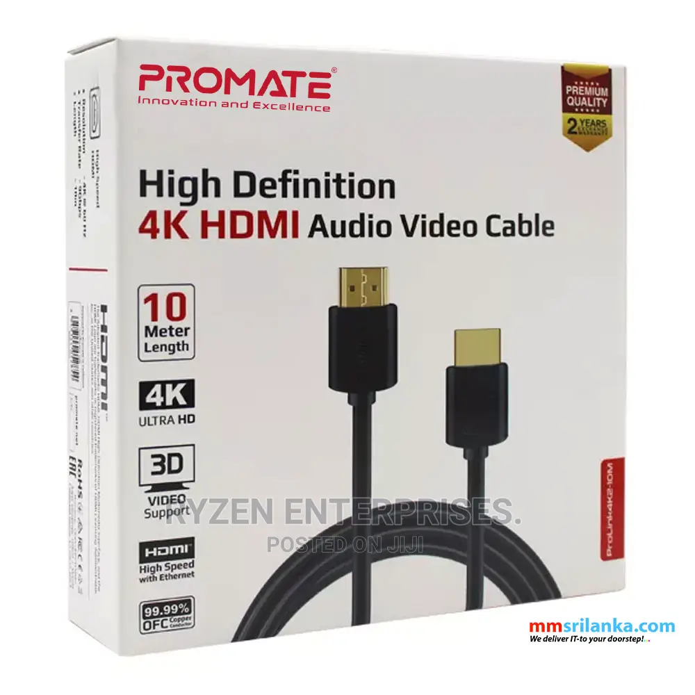 Promate HDMI (Male)-Hdmi (Male Cable With 3D Ultra HD 10m