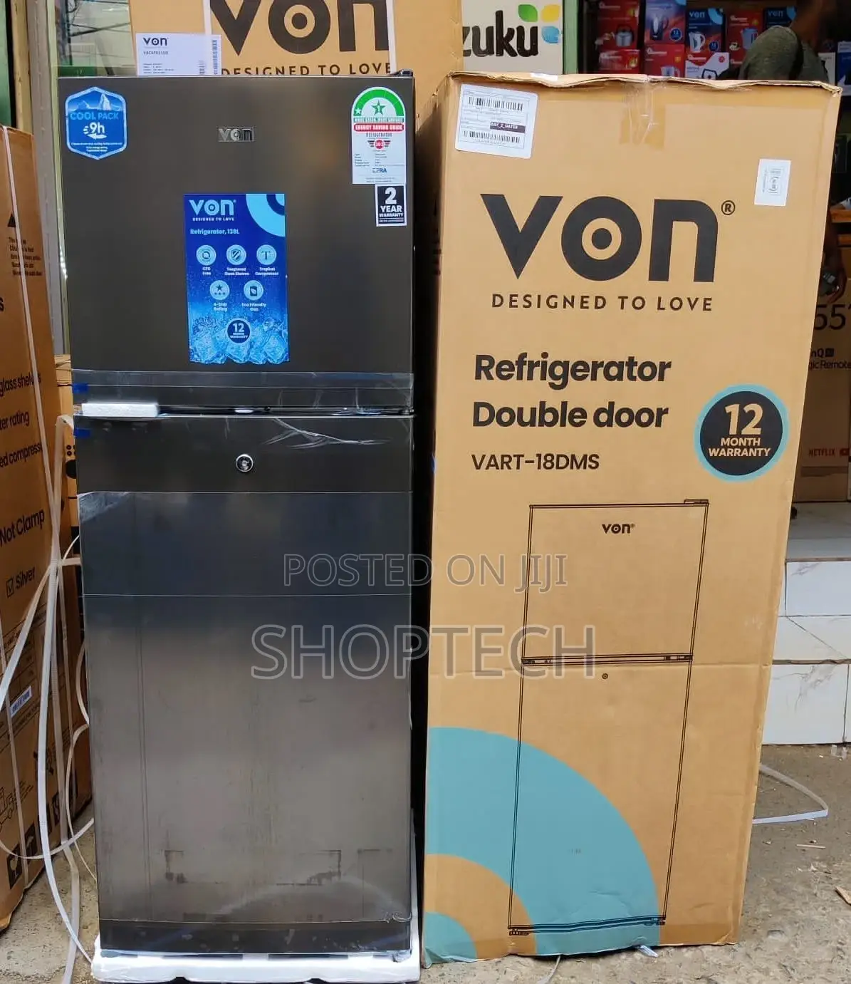 *Von 138litres Double Door Refrigerator