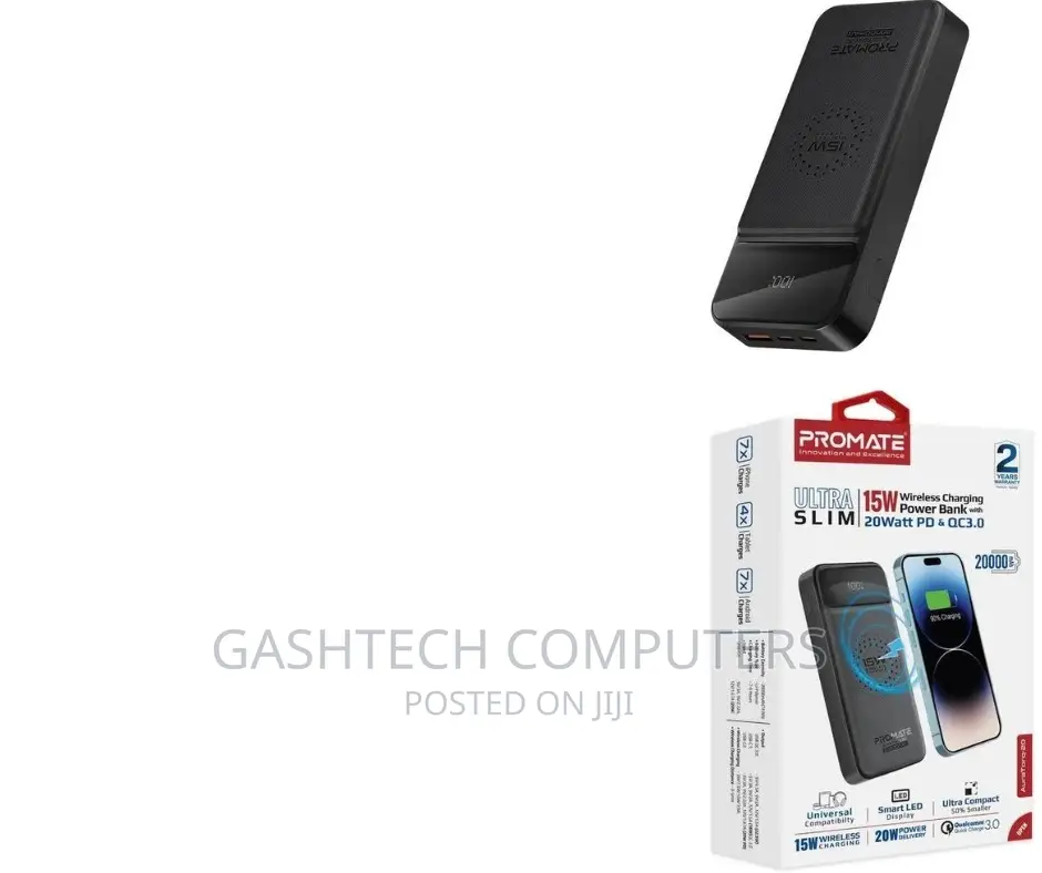 15 Wireless Charging Promate 20000mah Slim Power Bank