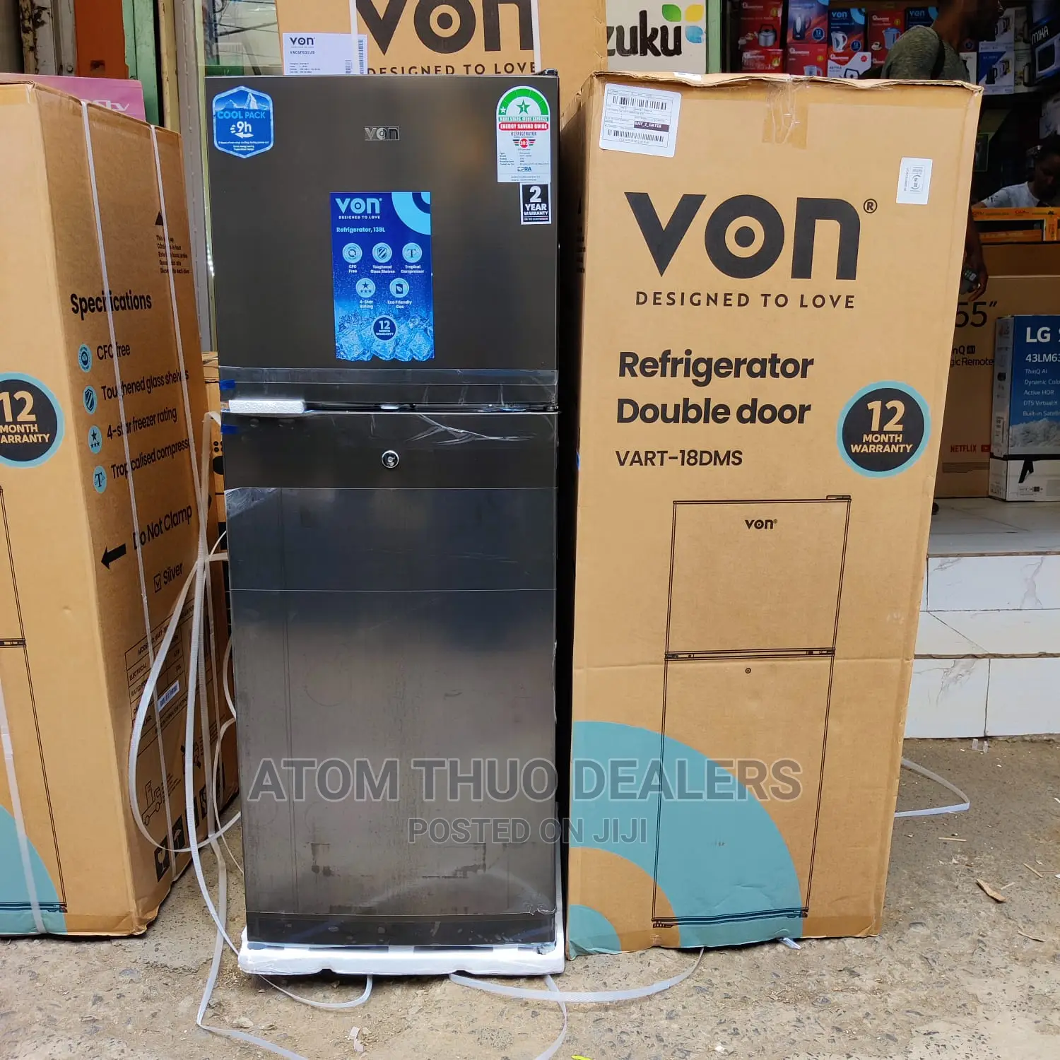 Von 138litres Double Door Fridge 