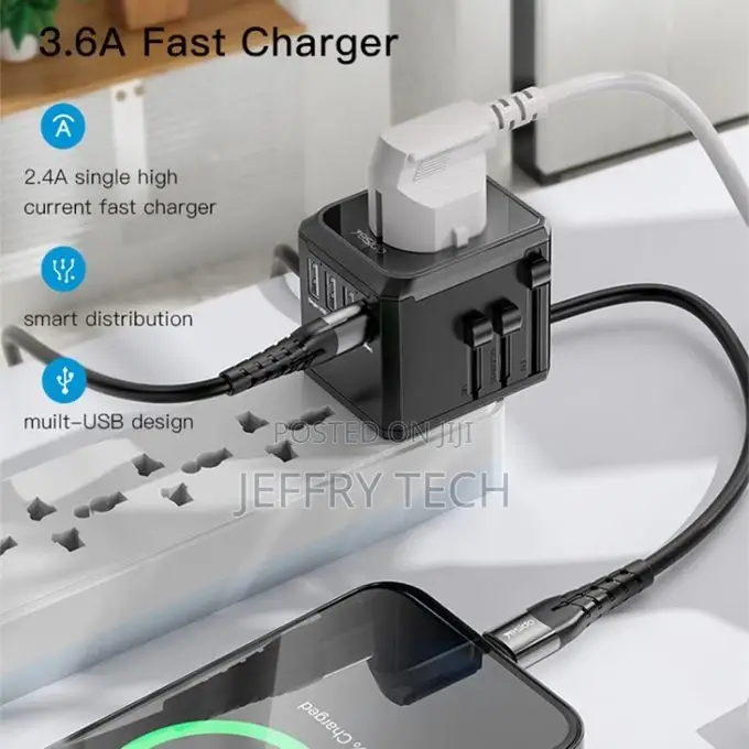 Generic Yesido MC-10 3 USB + Type-C Ports Universal Adapter