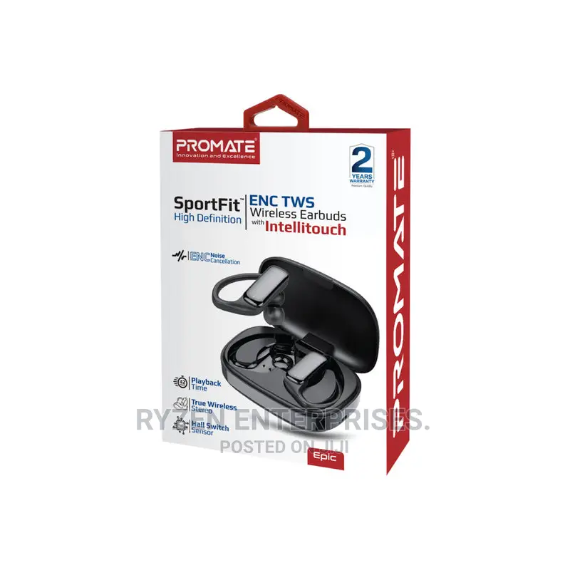 Promate High Definioon Bluetooth V5.3 TWS Earphones, Black