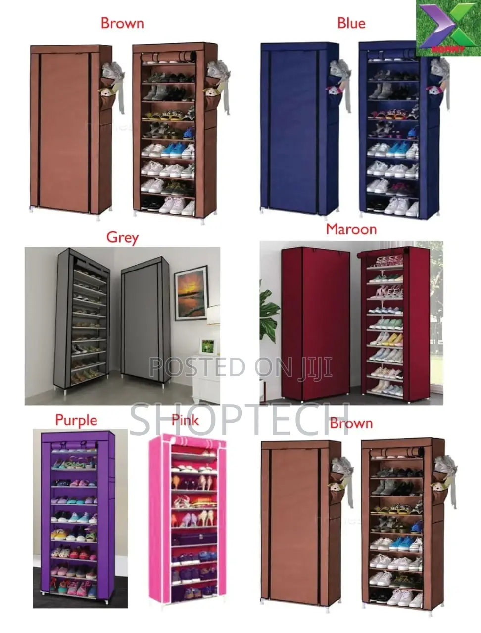 10 Layers Single Column Shoe Rack With Cover