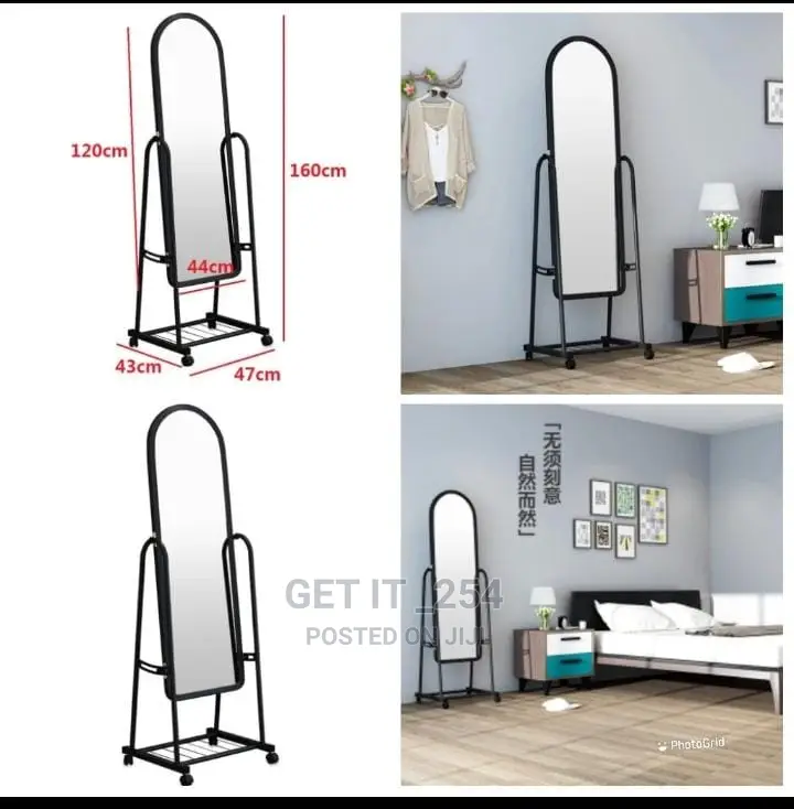 Portable Dressing Mirror Black White Pink Height 160cm