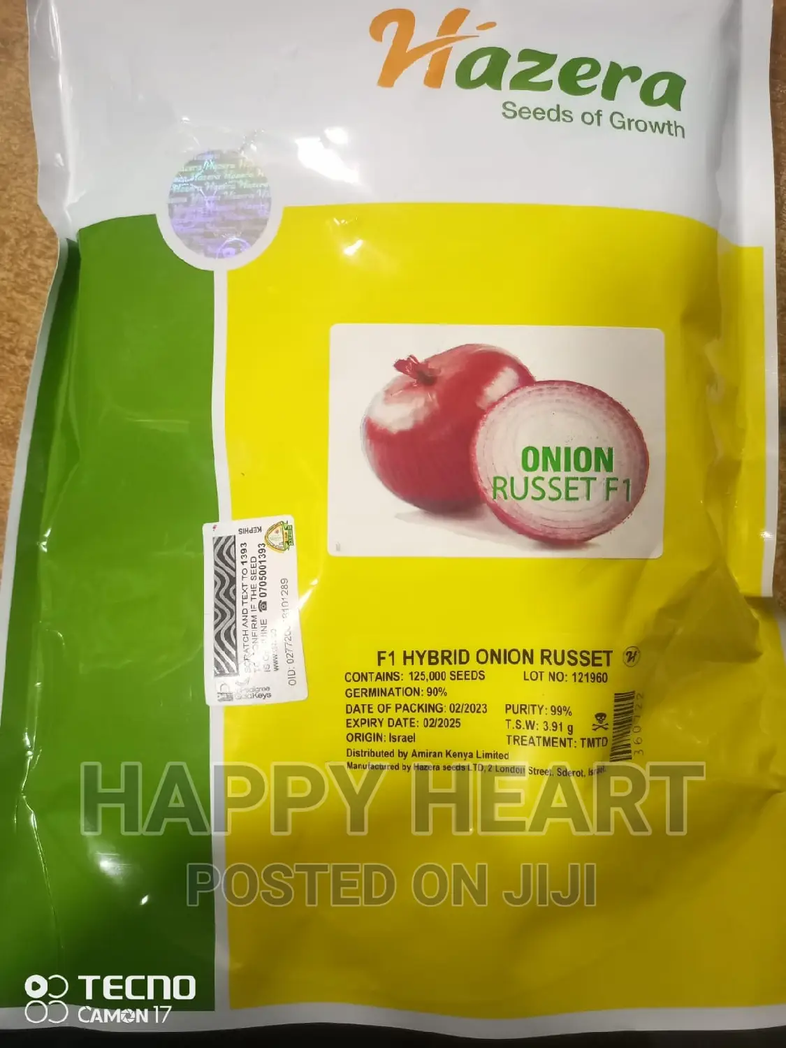 Russet F1 Hybrid Onion 500G(125,000 Seeds)