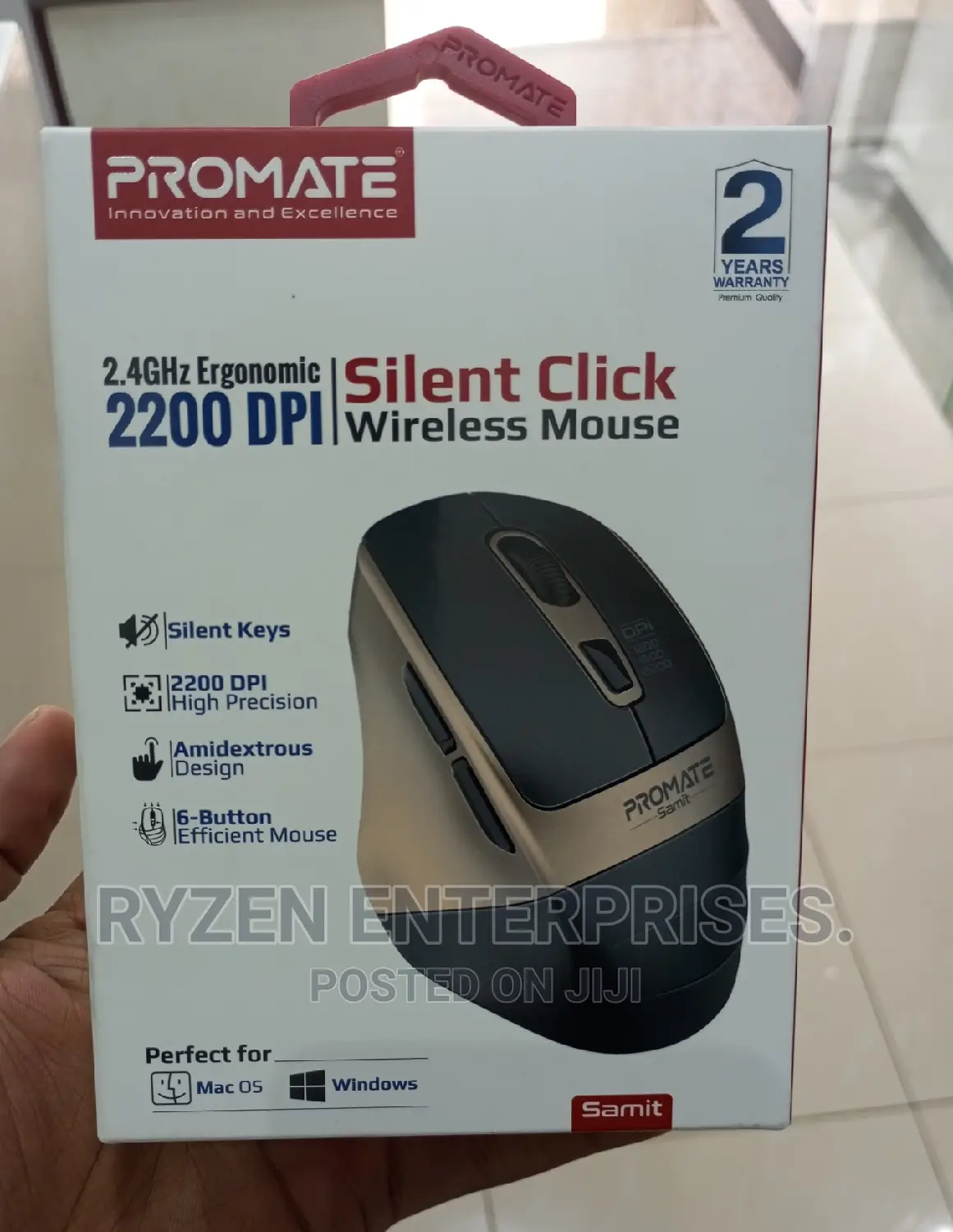 Silent Mouse Gold-Wireless Promate/Sile Ergonomic Design