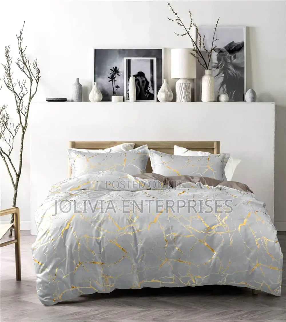 Luxury Gold Marble Texture Foil Style Duvet Cover Set