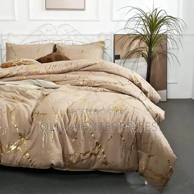 Luxury Gold Marble Taxture Foil Style Duvet Cover Set