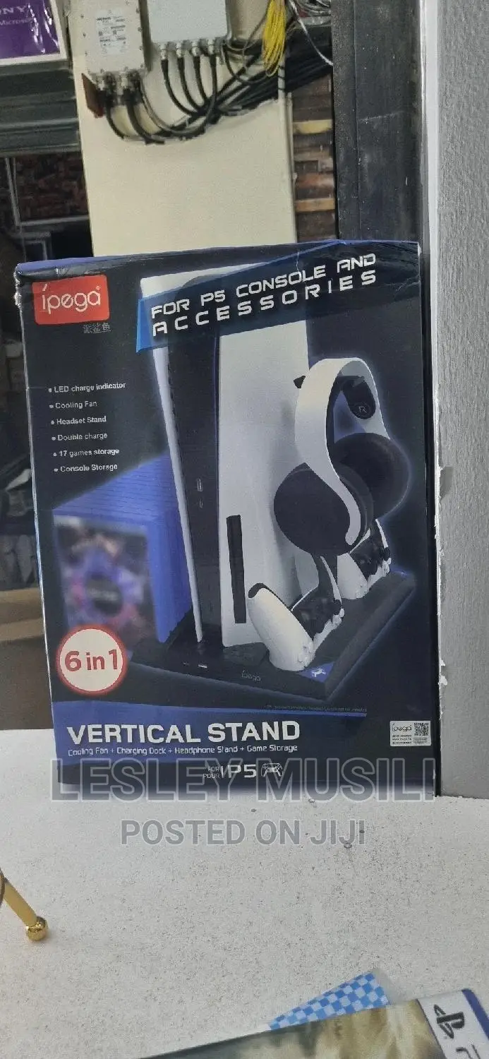 PS5 6 in 1 Vertical Stand With Cooling Fans Dual Port