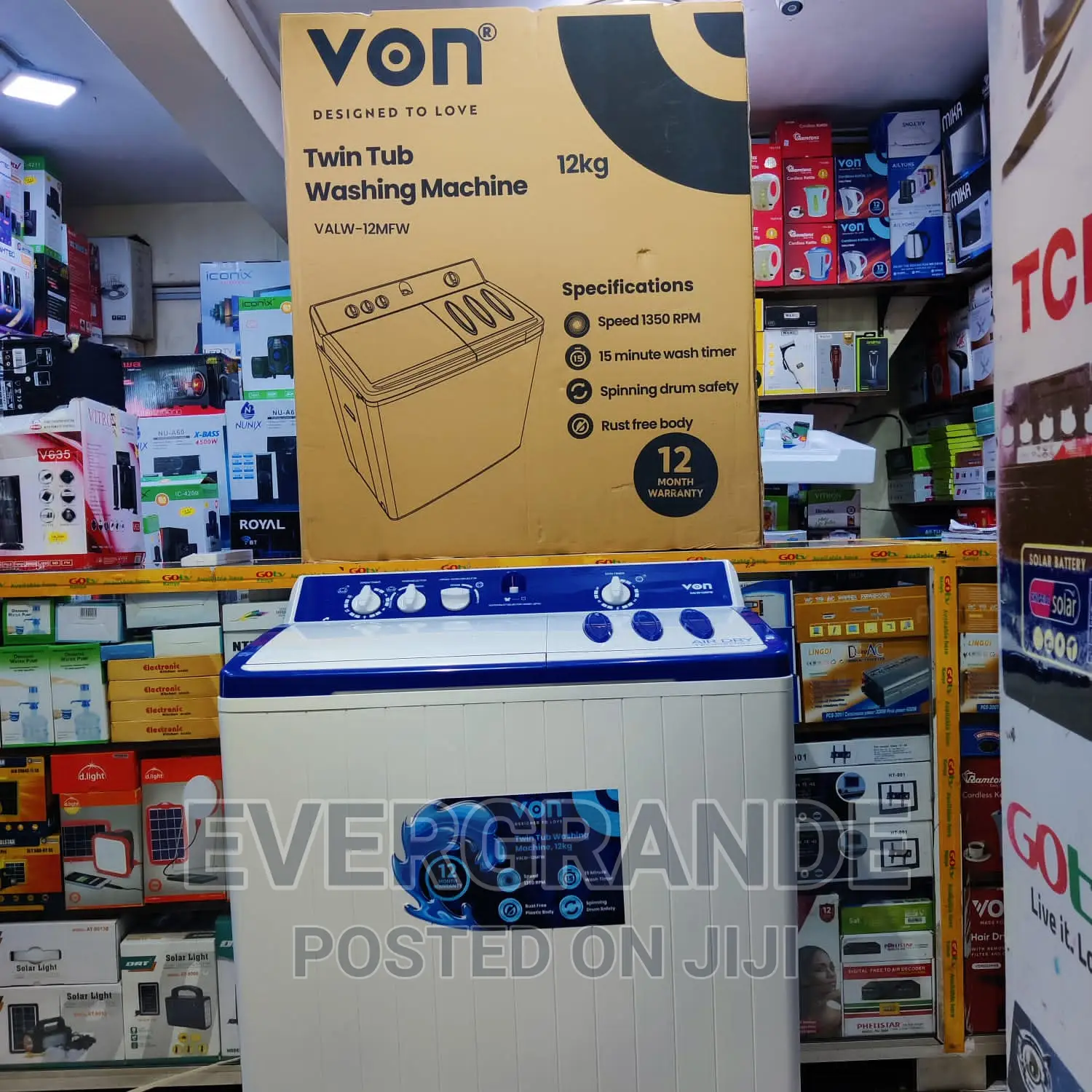 Von Washing Machine 12 Kg Twins Tab