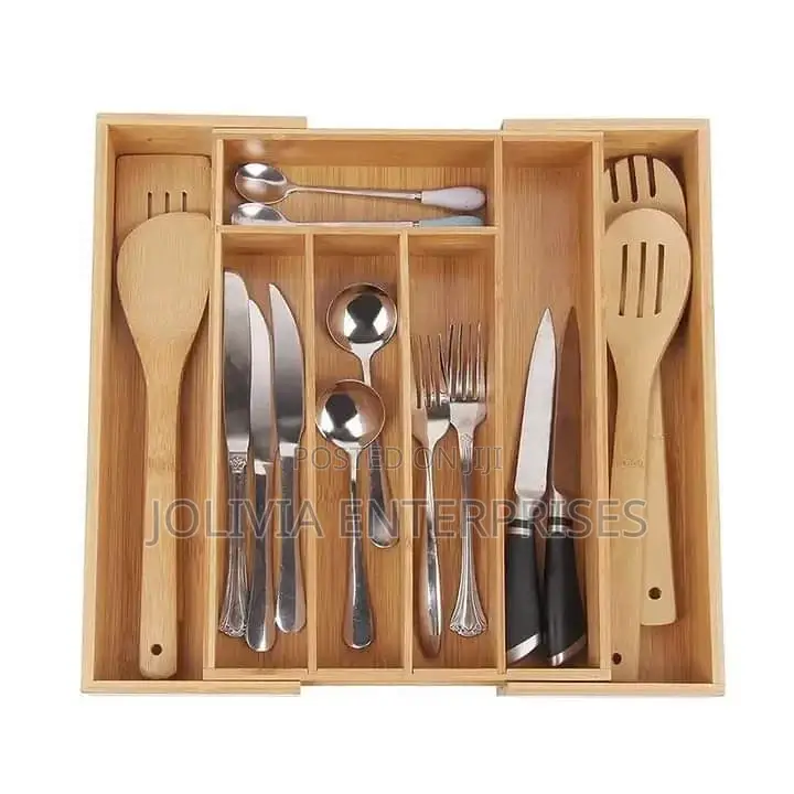 Expandable Bamboo Cutlery Organizer