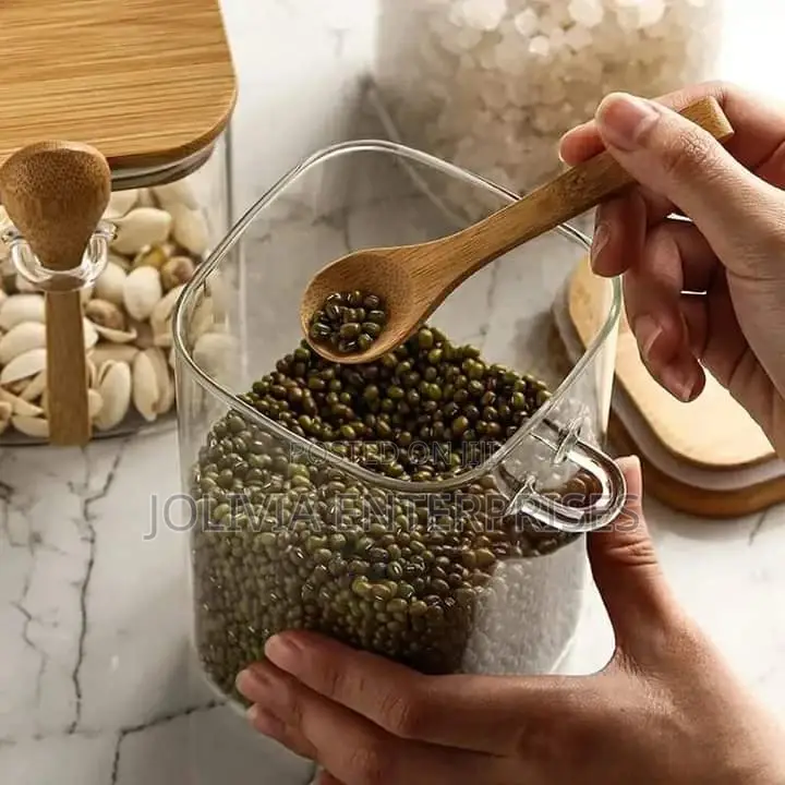 Glass Containers With Bamboo Lids Spoon
500ml
