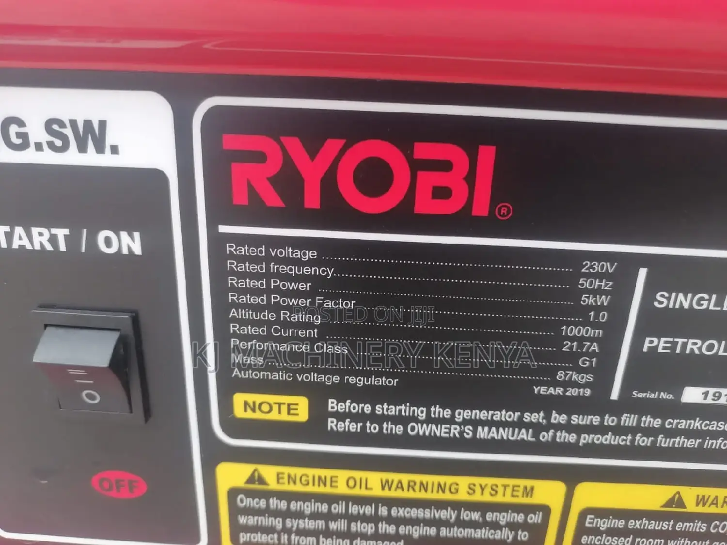 RG -Petrol Powered Generator-230v-50hz-5kw-87kgs