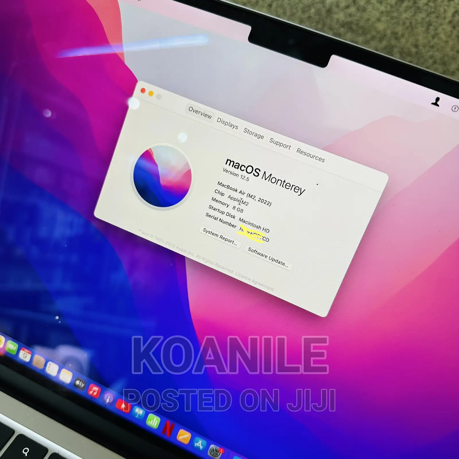 New Laptop Apple MacBook Air 2022 M2 8GB Apple M2 SSD 256GB
