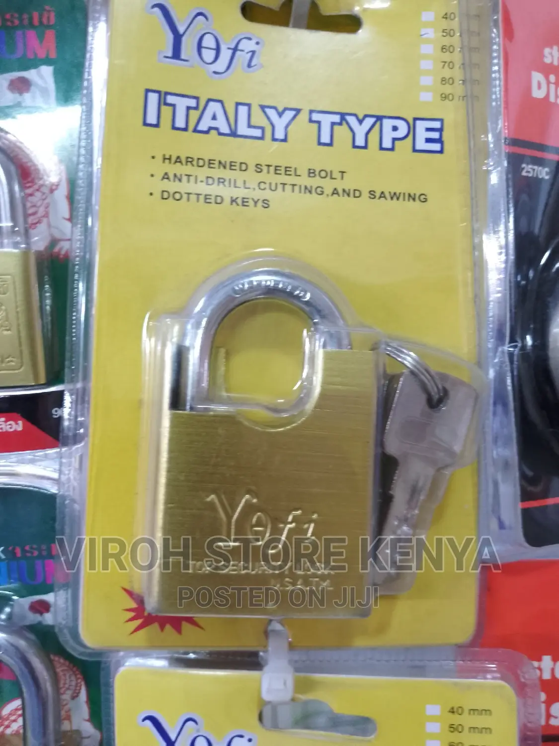 Yofi Italy 50mm Anti-Theft Padlock Dotted Keys