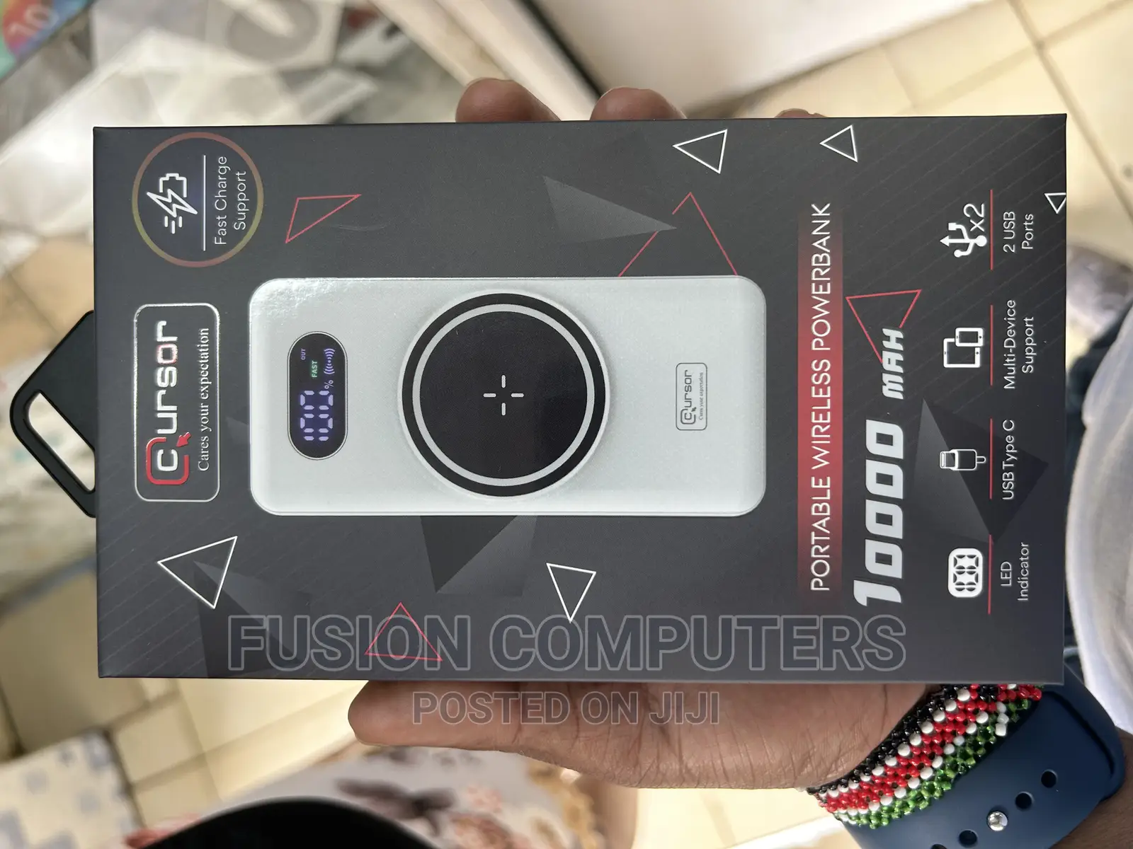 Cursor Wireless Charging Portable Power Bank 10000mah