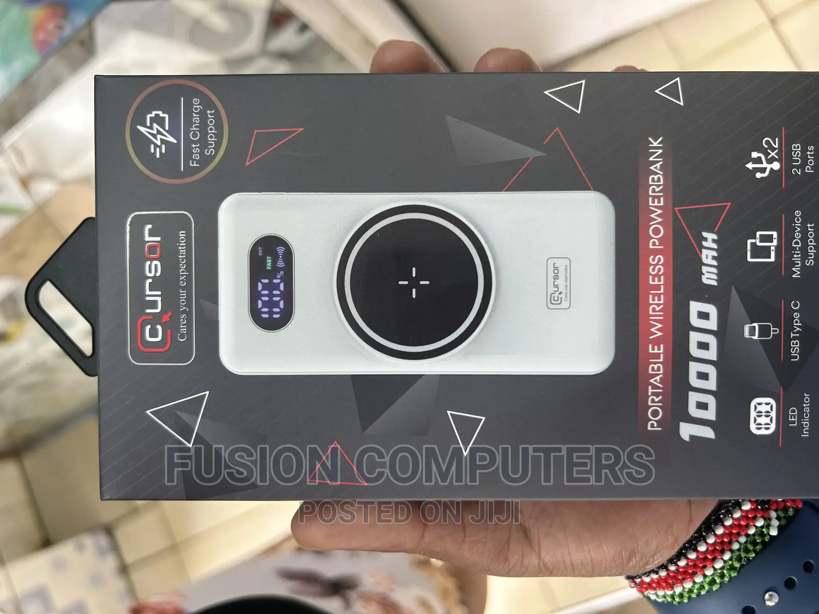 Cursor Wireless Charging Portable Power Bank 10000mah