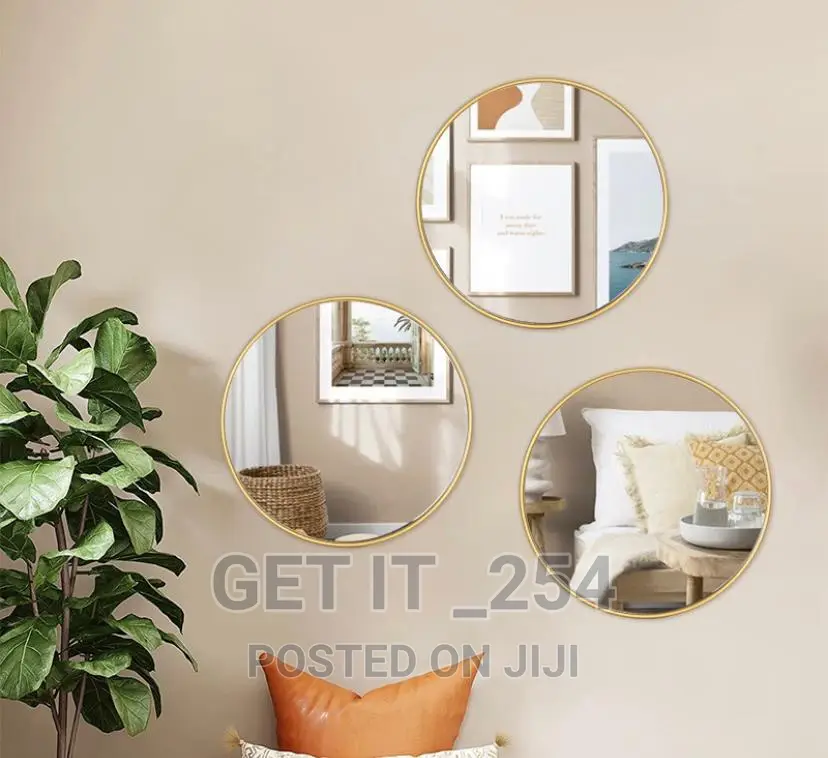 3 in 1 Wall Round Mirrors a Set. 25cm Diameter