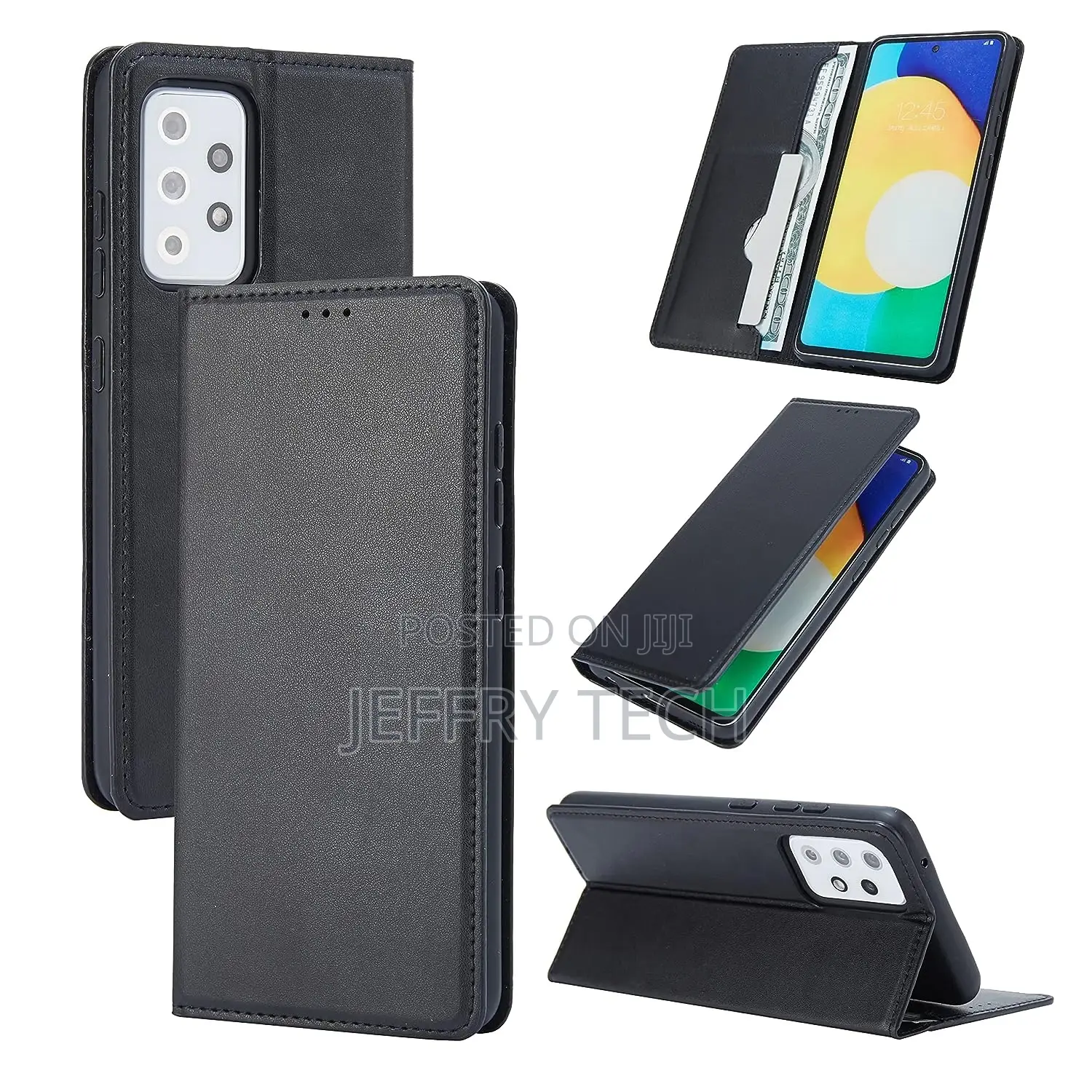 Leather Flip Wallet Back Cover Case for Nokia G11 Plus - Bla