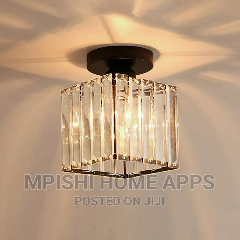 Square Crystal Ceiling Light Black