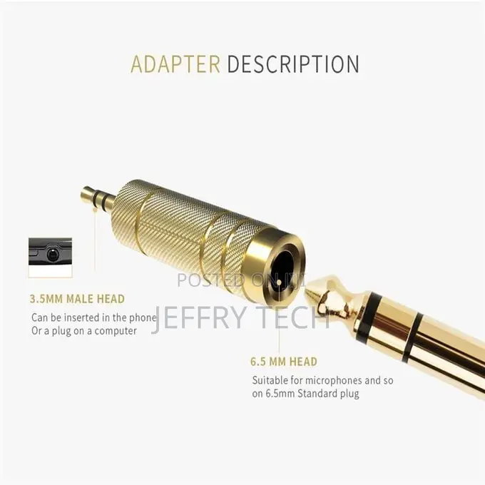 Headset 3.5 to 6.5 Converter 3.5mm Male to 6.5mm Female Jack