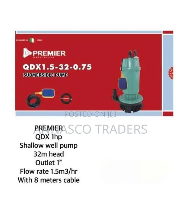 Quality Premier 1HP Electric Submersible Water Pump 32M Lift