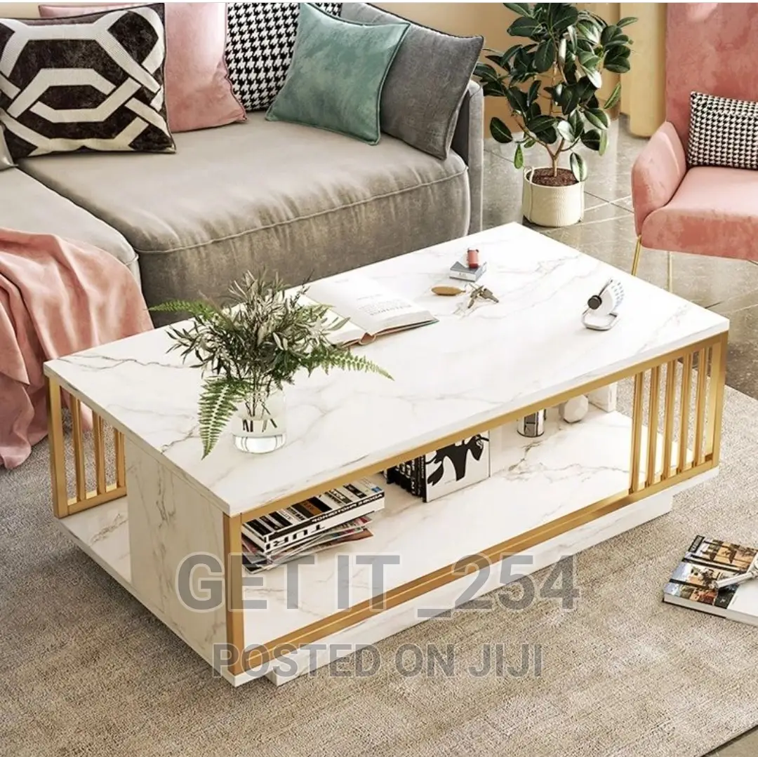 Marble Textured Coffee Table Light And Luxury