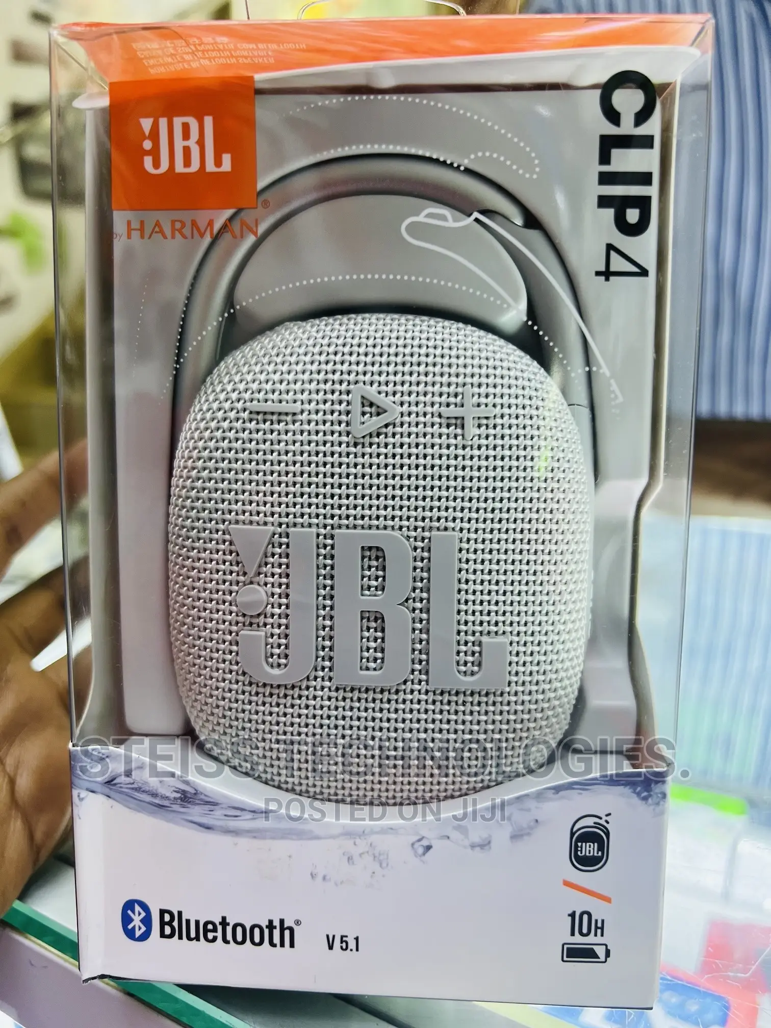 JBL Clip 4 Portable White Speaker