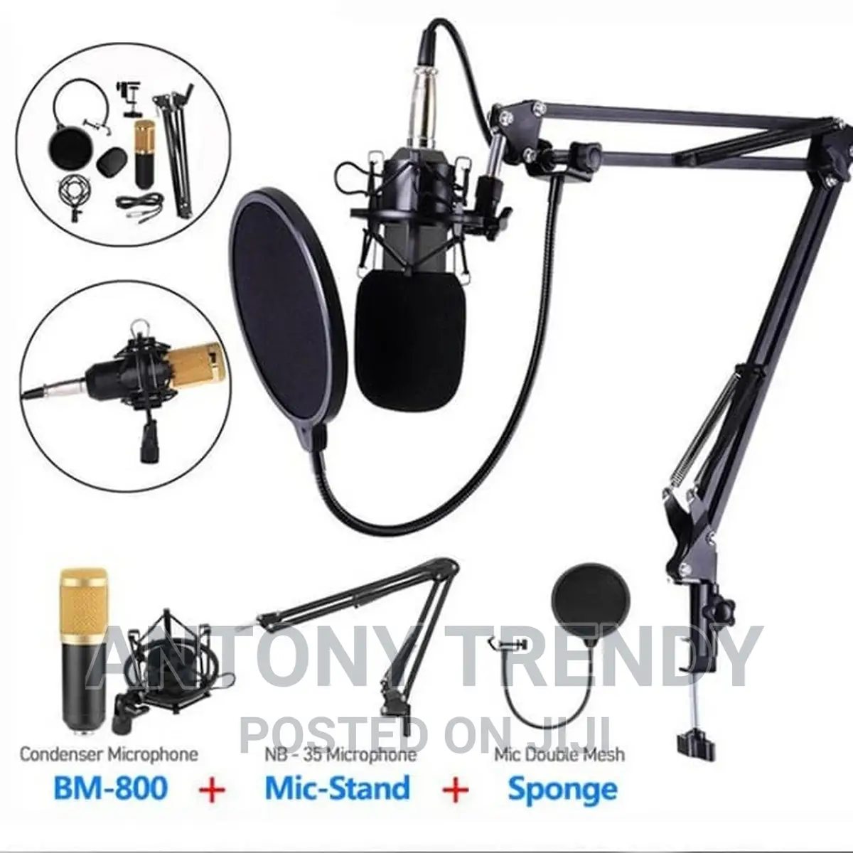 Condenser Microphone Bundle for Studio Recording Broadcast