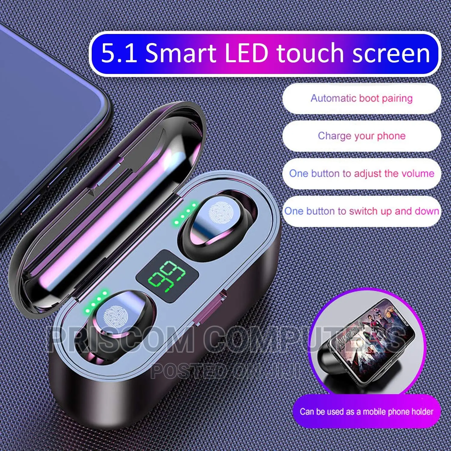 Original F9 TWS Earbuds, Wirelesstouch Bluetooth Earphones