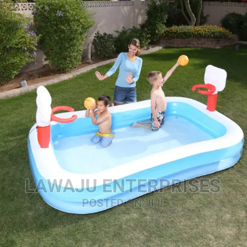 Inflatable Baby Pool With Basket Ball Hoop