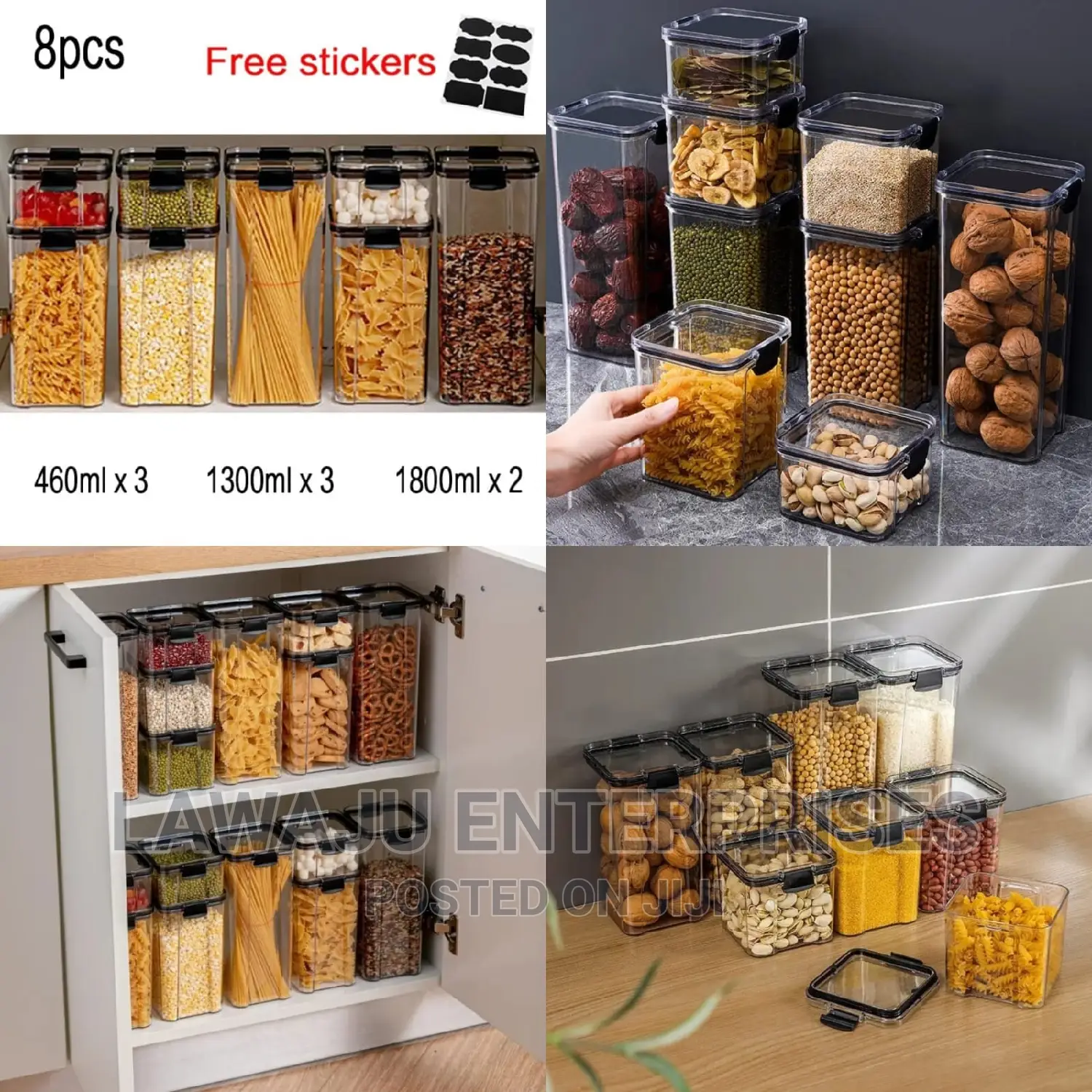 8pcs Acrylic Cereal Food/Pantry Storage Containers
