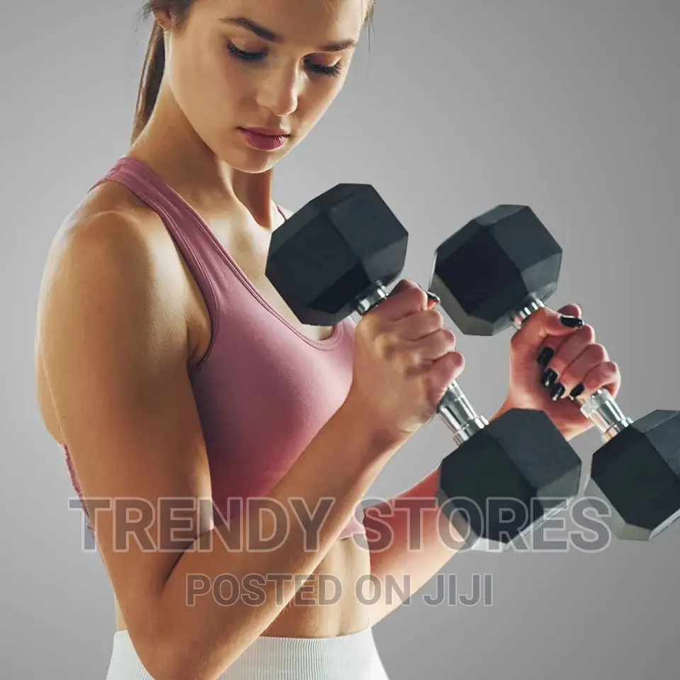 Rubber Coated Hexagonal Dumbbell Set From 5kg To 20kg