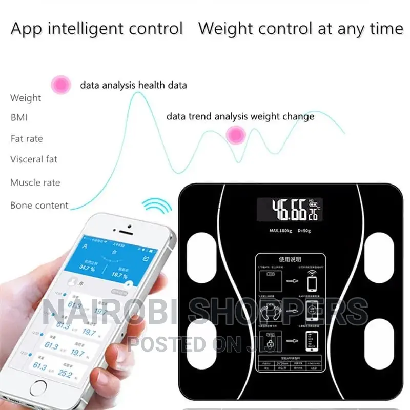 Rechargeable Bmi Body Weight Scale,Uses SMRT App Called Okok