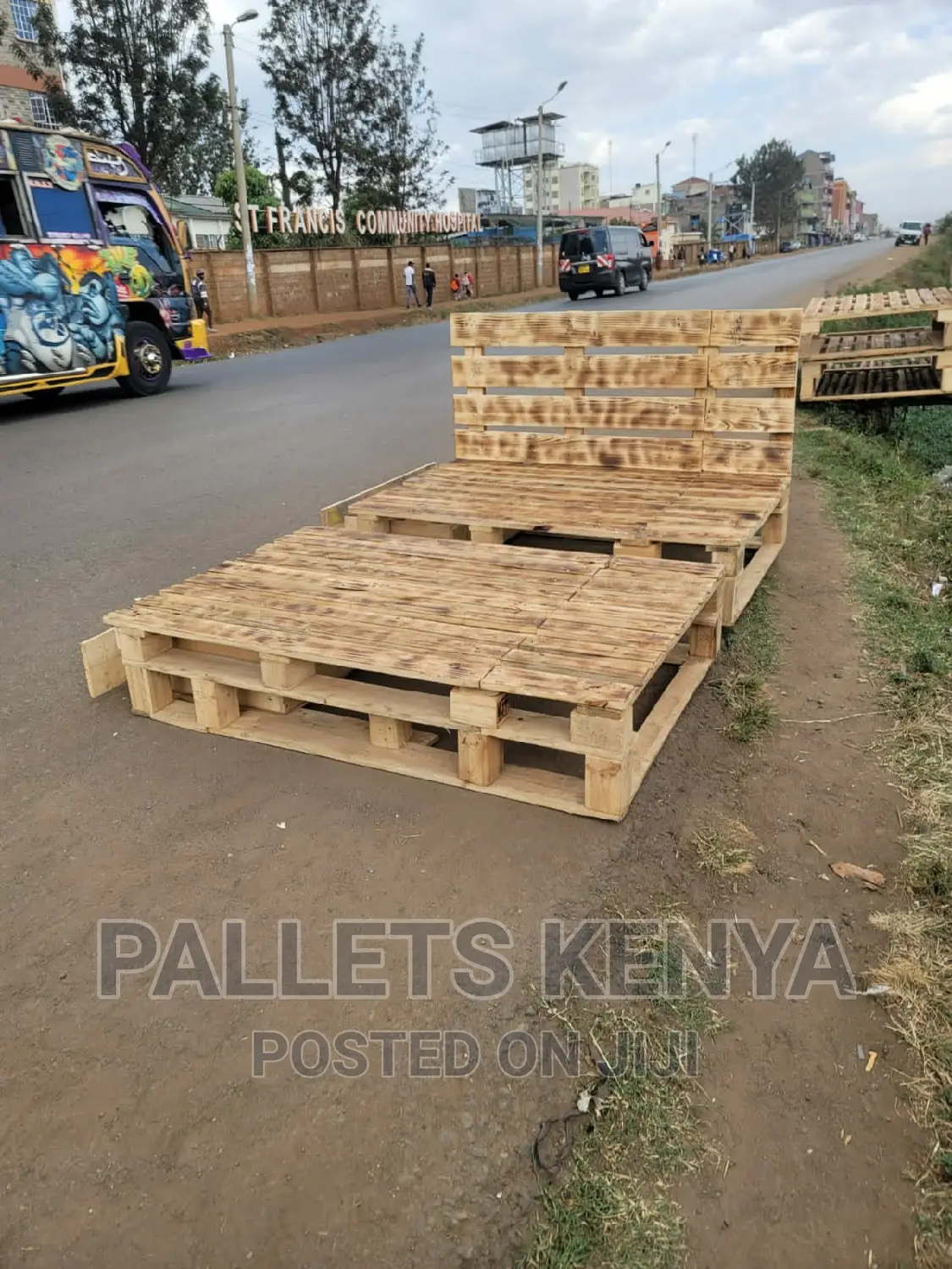 Torched 5*6 Pallet Bed- With Drawers (LBA)