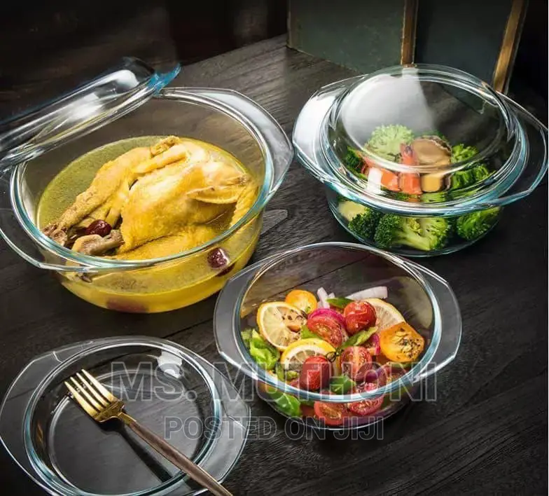 Set of 3 Casserole Material Glass.