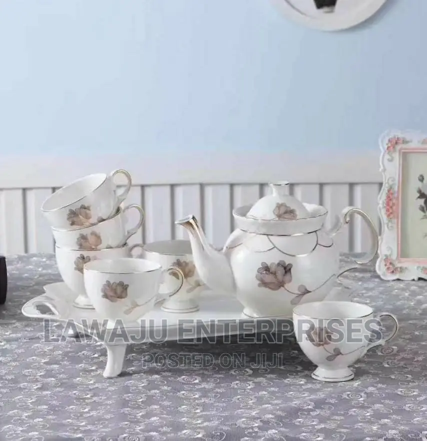 8 in 1 Tea Set White With Floral
