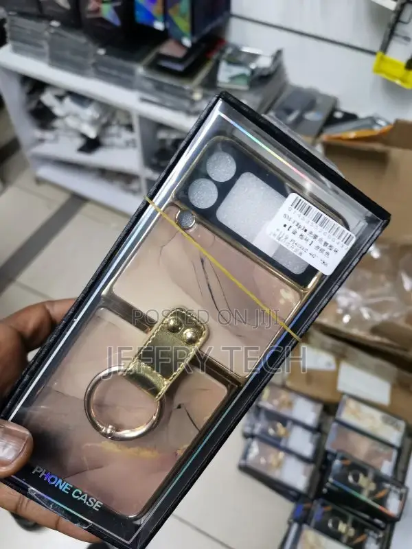 Marble Samsung Z Flip 3 Case With Ring, Tempered Glass