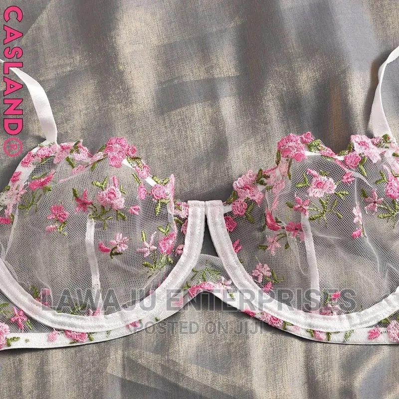 Embroidery Floral Bra Set