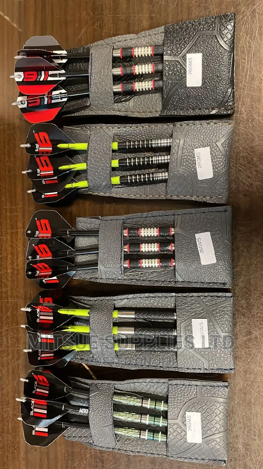 A Set of 3 Multicoloured Fine Pro Darts With Wallets 26G