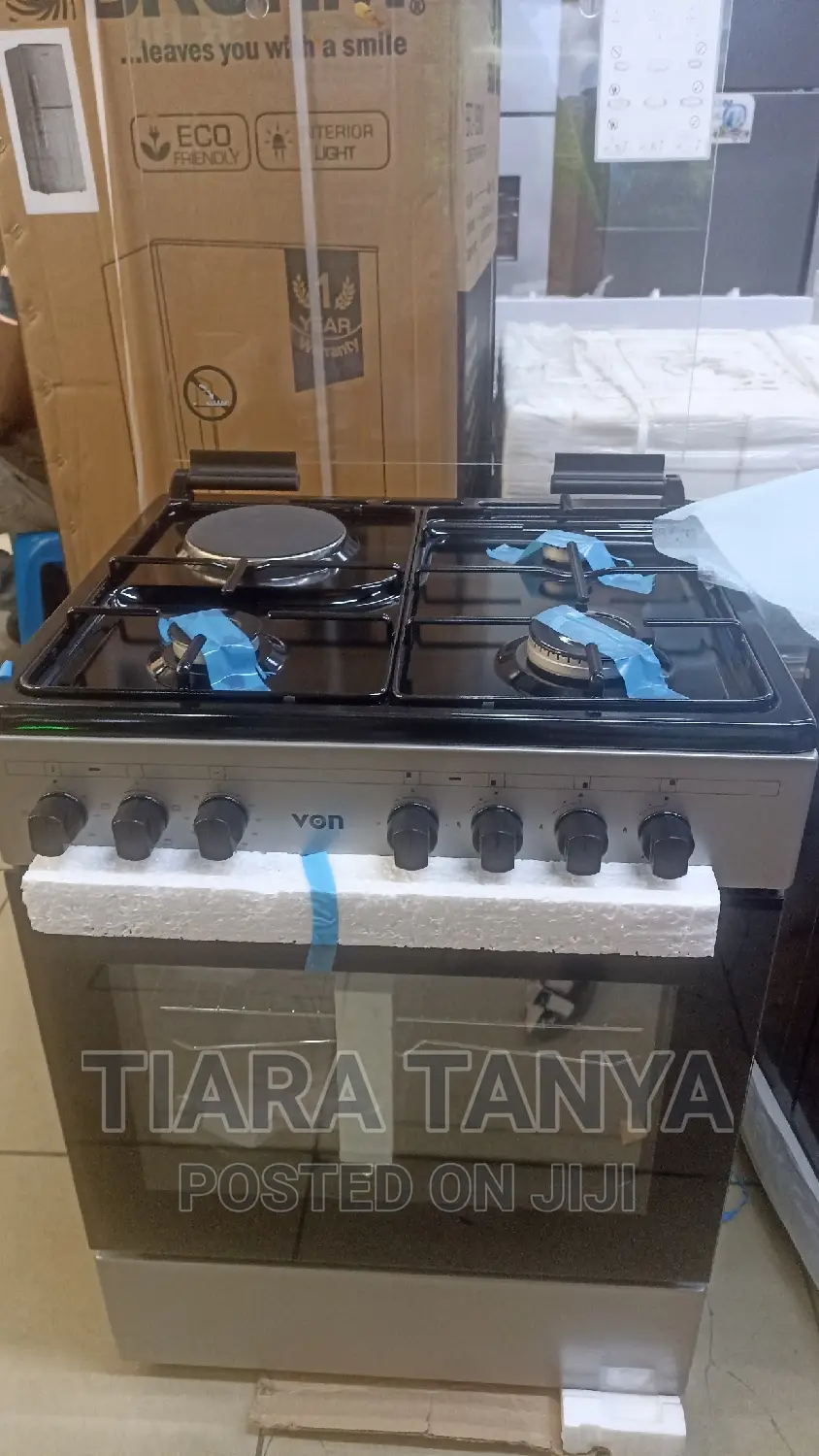Von VAC6F031US 3 Gas + 1 Electric Cooker – Silver