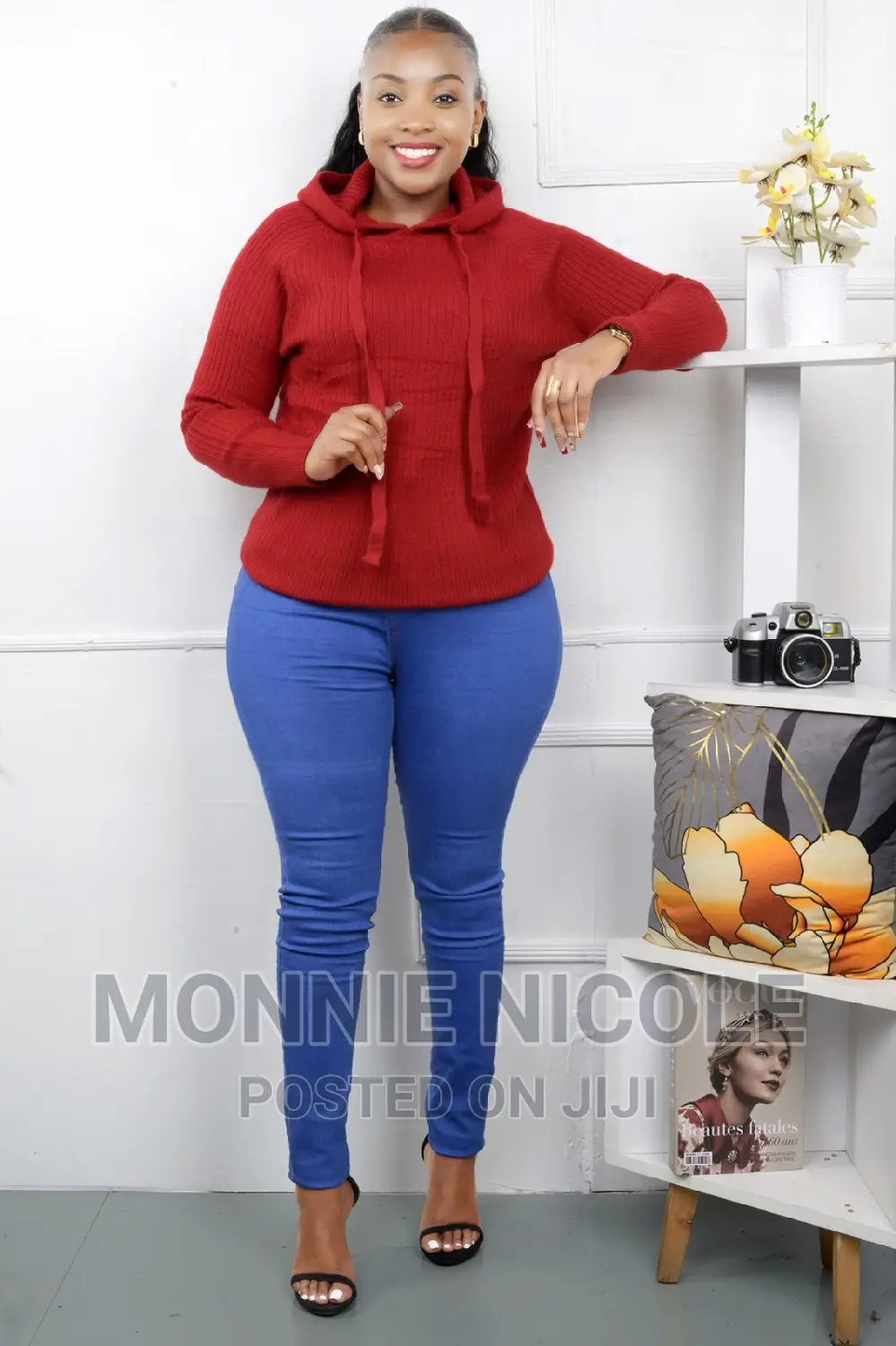Red Classy Sweater Tops