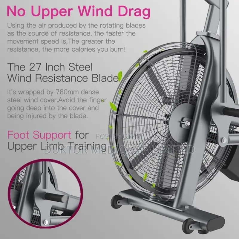 Commercial Air Resistance Bike Grey/Black, Belt Driven