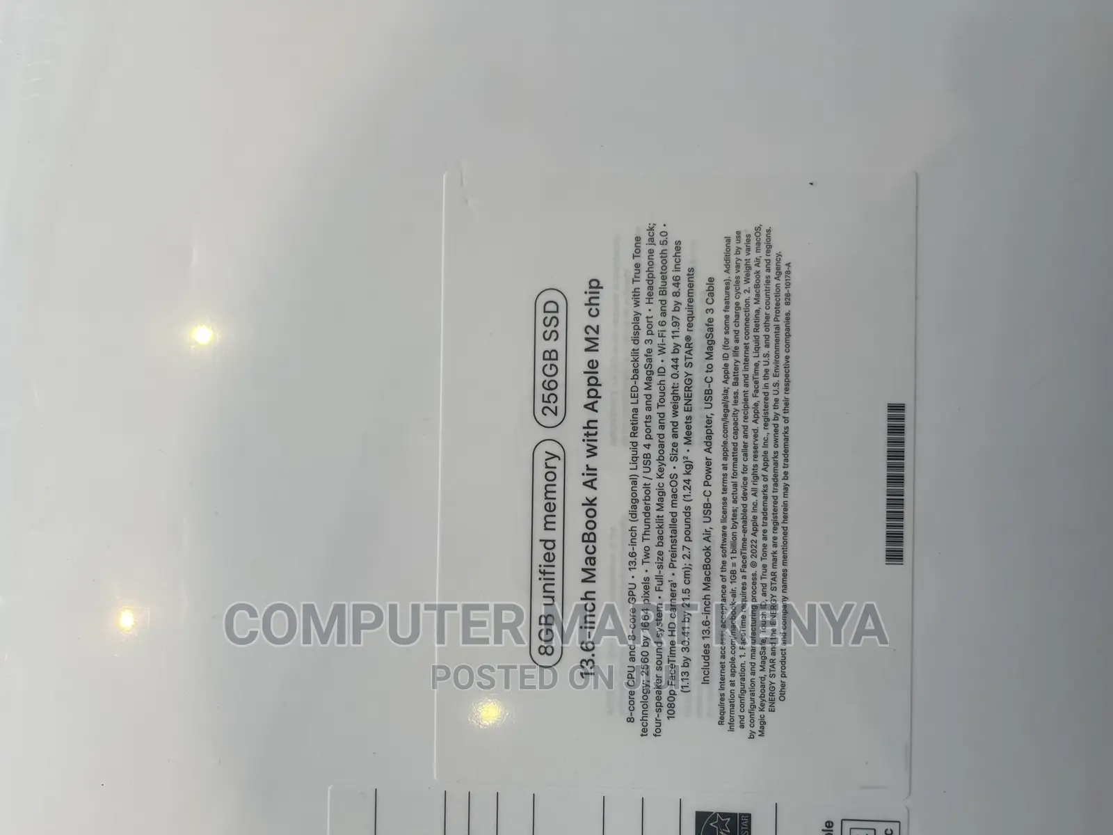 New Laptop Apple MacBook Air 8GB Apple M2 SSD 256GB